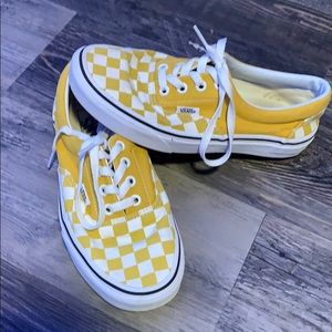 Vans Yellow Checkered Shoes